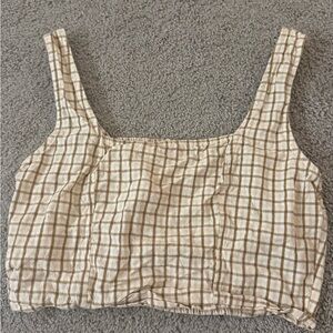 Billabong Checkered Cream Crop Top